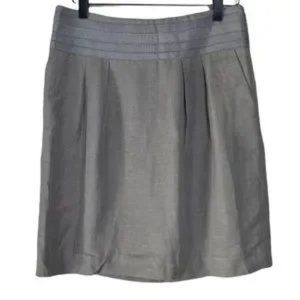Banana Republic Slate Gray Linen Blend Grosgrain Waistband Mini Skirt Size 4